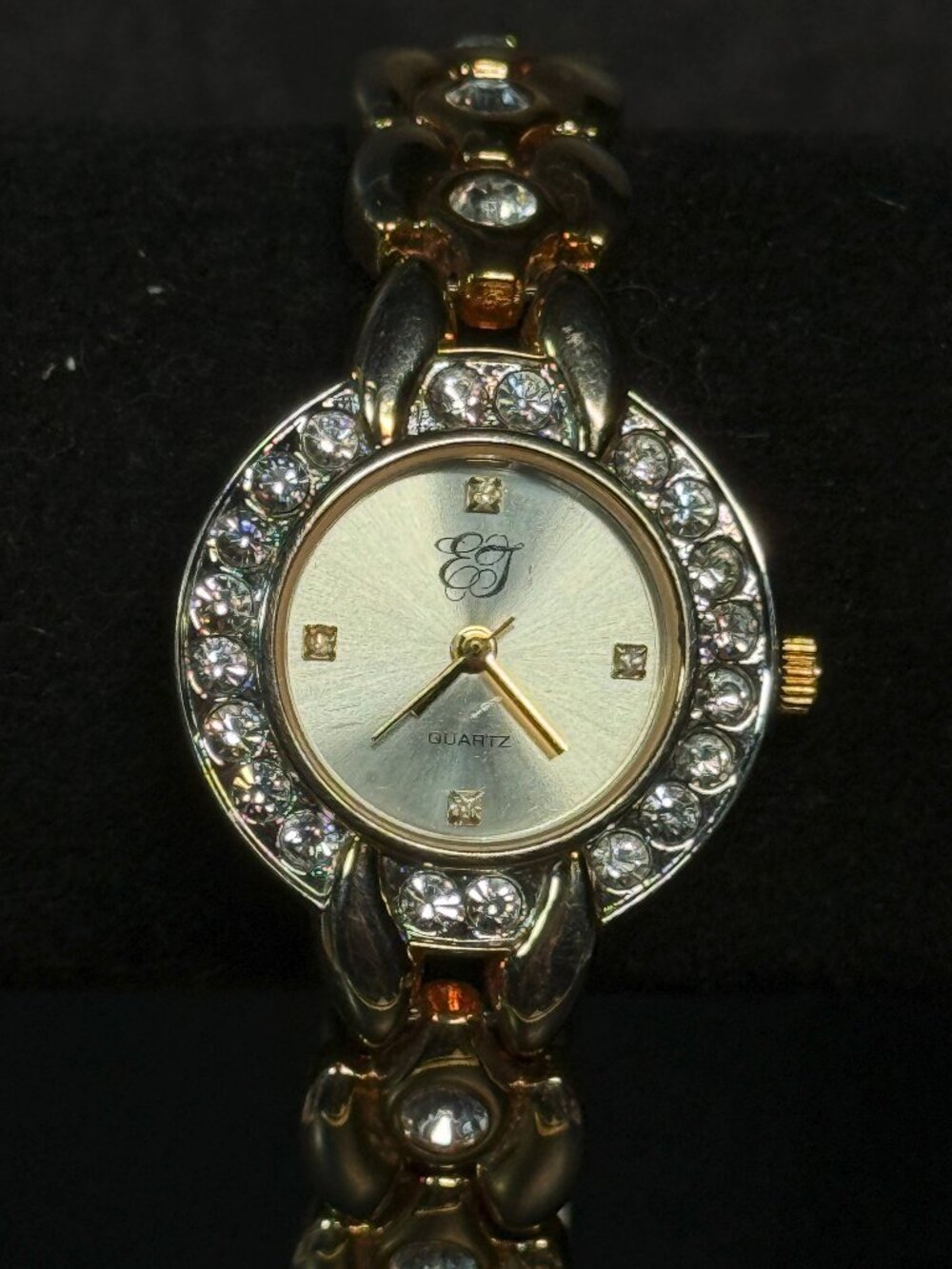 EJ Quartz Crystal Bezel Bracelet Watch Japan Movt New Battery
